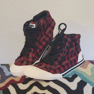 Red & Black Plaid High Top Shoes by Rocket Dog Size 8.5 Women